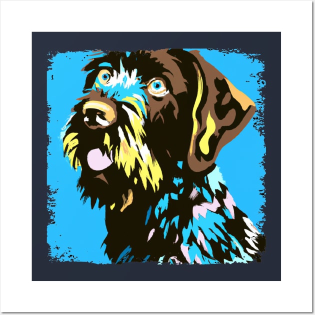 German Wirehaired Pointer Pop Art - Dog Lover Gifts Wall Art by PawPopArt